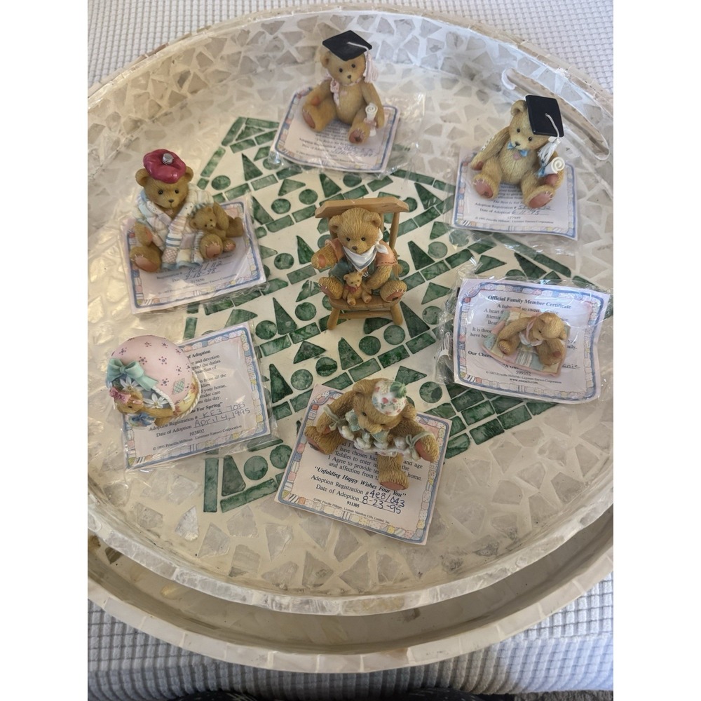 Cherished Teddies Lot Of 7 w/Boxes &COA's for 6 Graduation Easter Get Well VTG